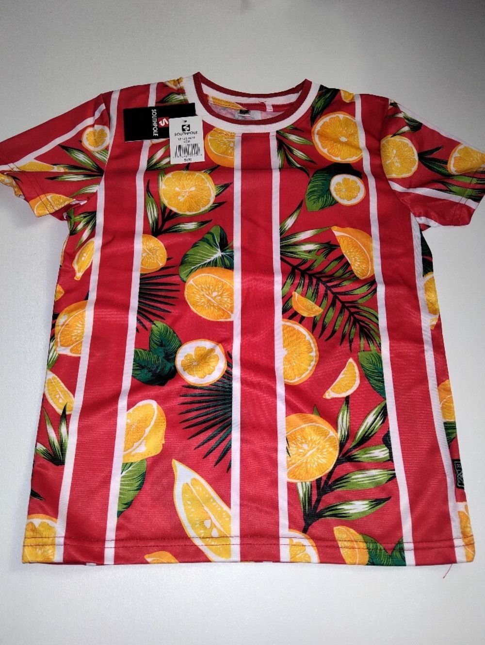 South Pole Boy's Red Tee with Orange Citrus Print New Size 8